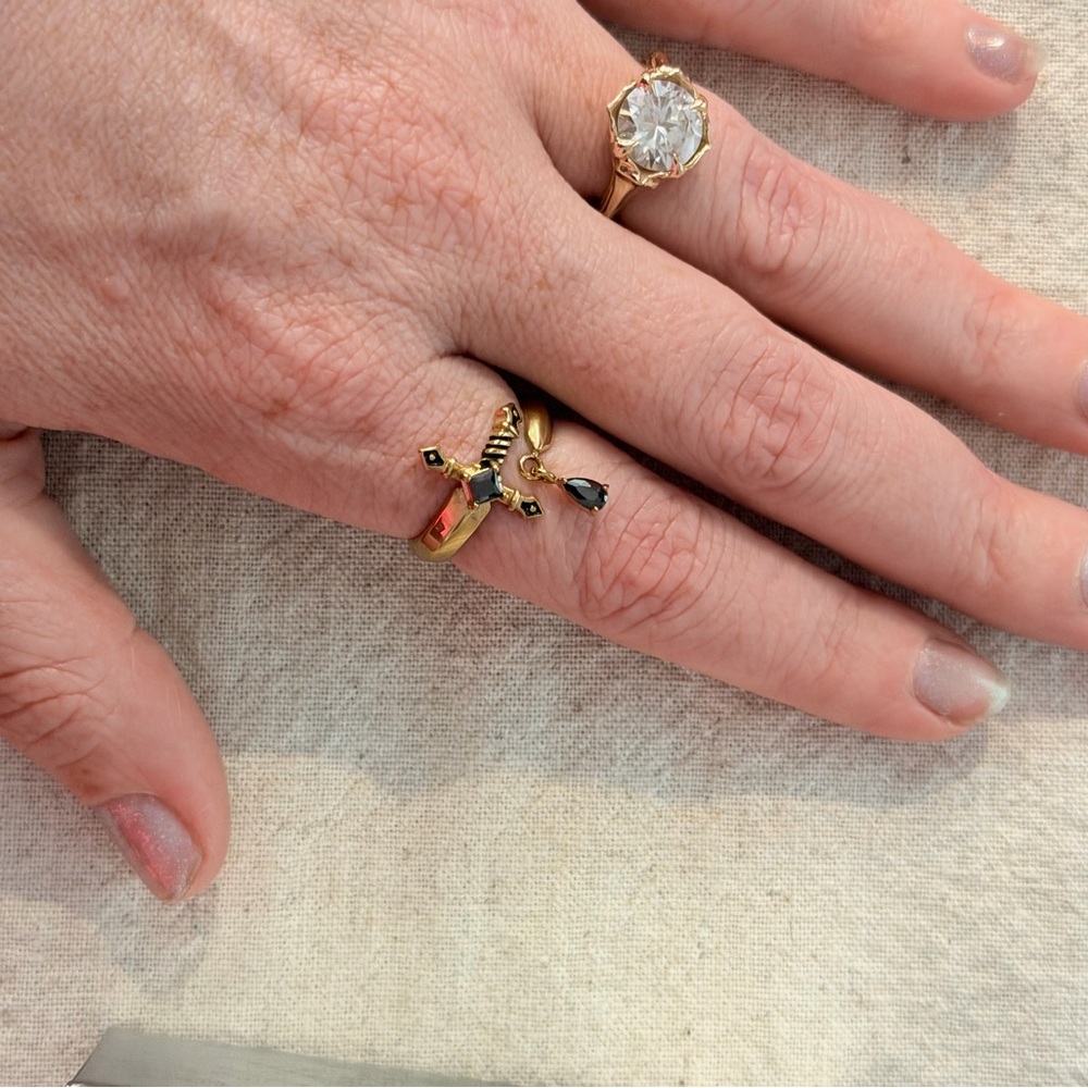 Gold and Black Stone Women's Ring